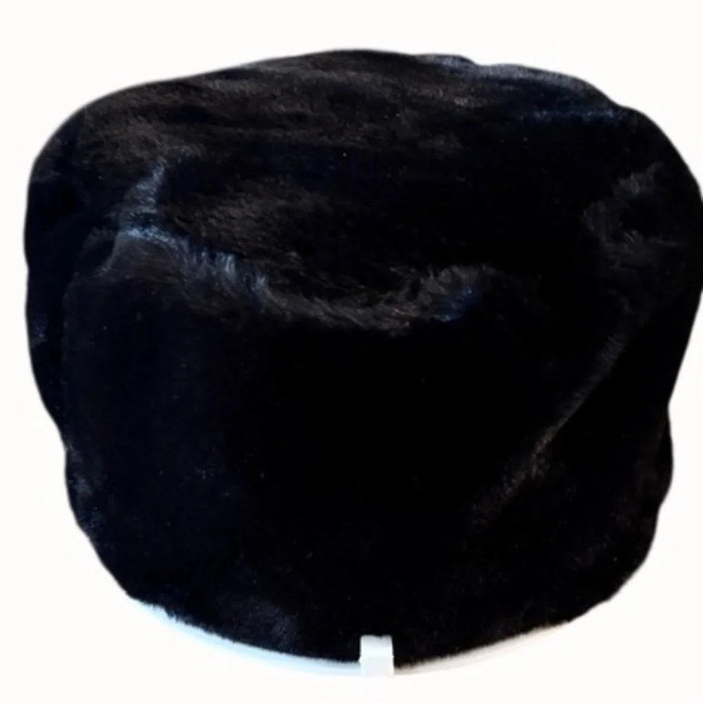 Womens Faux Fur Black Bucket Hat One‎ Size Fits All